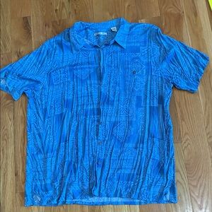 Men's Blue Short-Sleeve Casual Button-Down Shirt